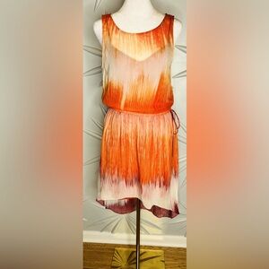 Haute Hippie SZ S high/low ombré in shades of orange, yellow, white & burgundy